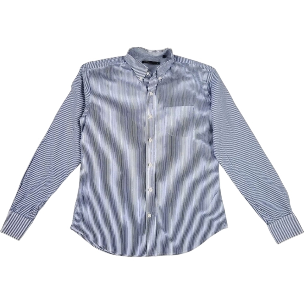 Vince mens blue white striped button front long sleeve dress shirt size S